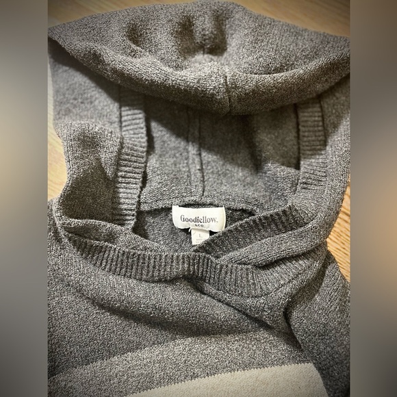 Grey/Cream Hooded Pullover Sweater - Goodfellow & Co (Large) - Picture 3 of 4